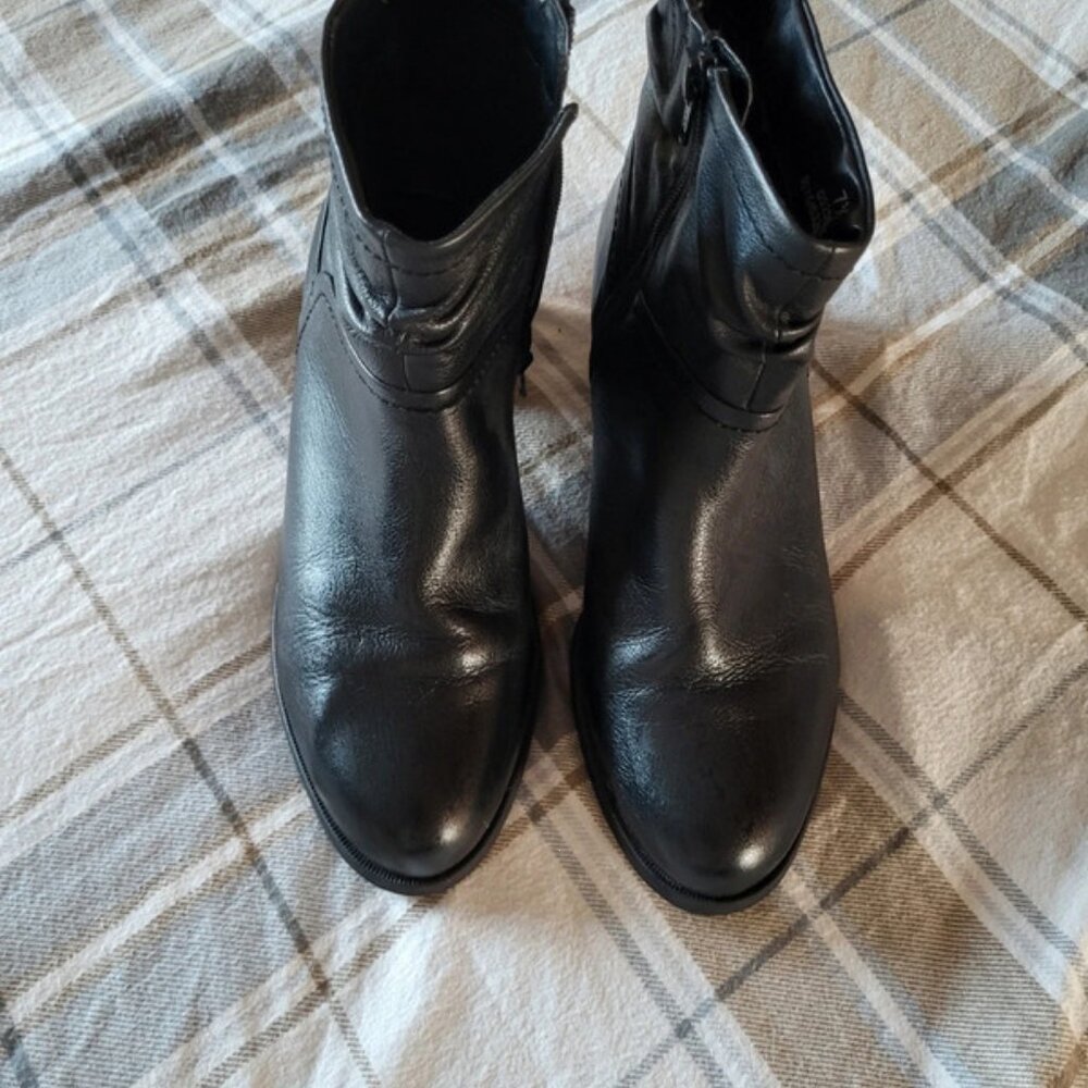 Marks and Spencers Black Leather Healed Ankle Boots Size 7 and a half